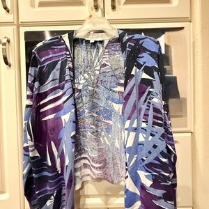 Chico's Elegant Blue and Purple Cardigan